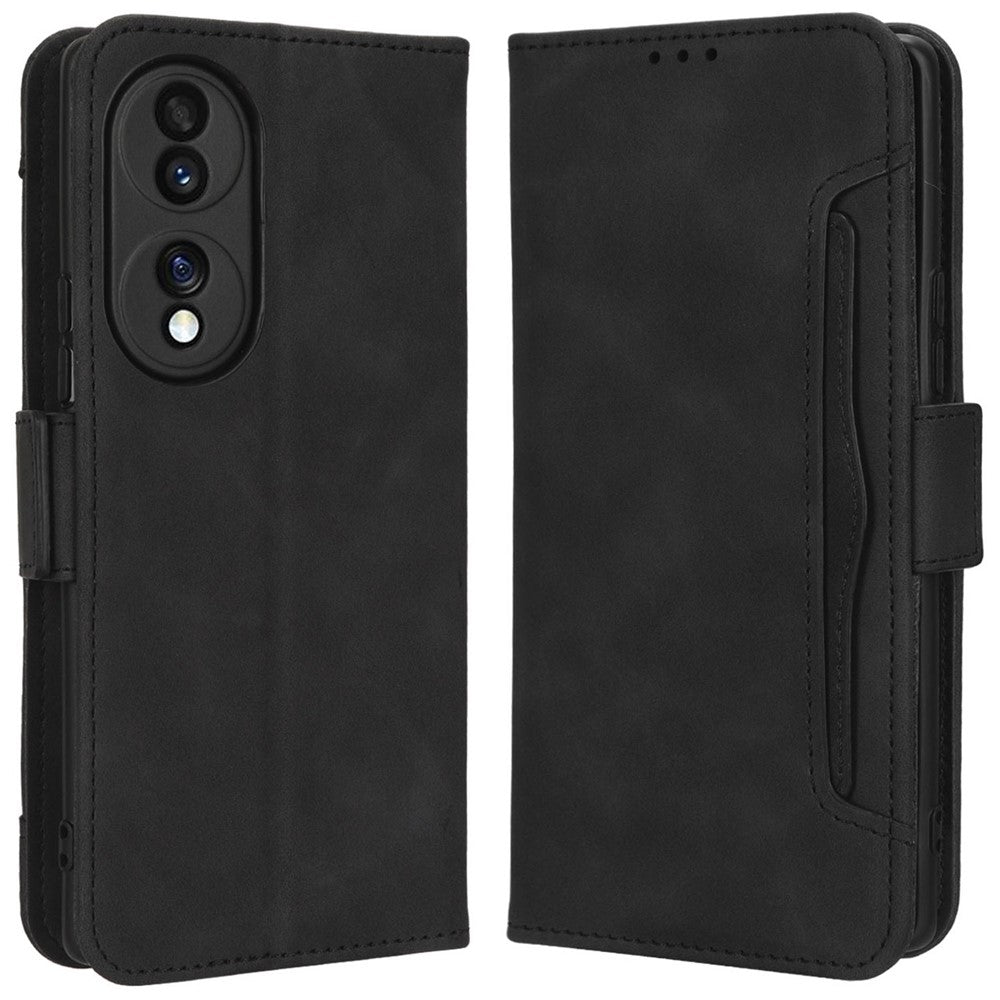 PU Leather Phone Shell for Honor 70 5G, Multiple Card Slots Stable Stand Wallet Phone Drop-proof Cover
