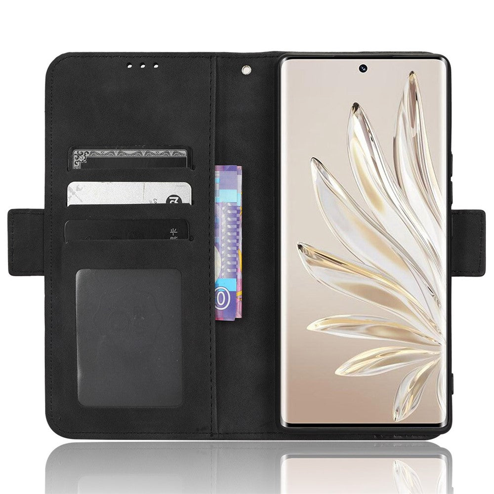 PU Leather Phone Shell for Honor 70 5G, Multiple Card Slots Stable Stand Wallet Phone Drop-proof Cover