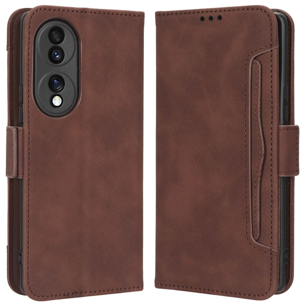PU Leather Phone Shell for Honor 70 5G, Multiple Card Slots Stable Stand Wallet Phone Drop-proof Cover