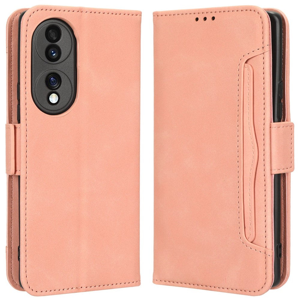 PU Leather Phone Shell for Honor 70 5G, Multiple Card Slots Stable Stand Wallet Phone Drop-proof Cover
