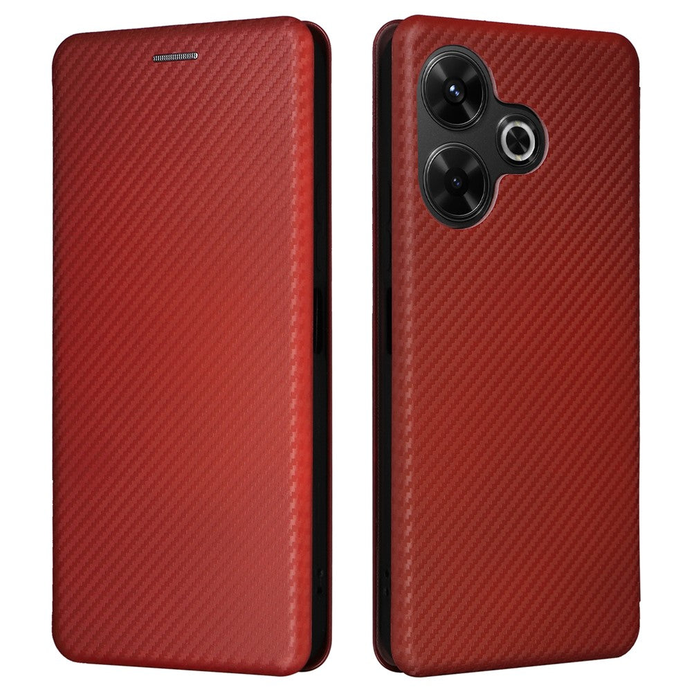 For Xiaomi Redmi 13 5G / 13 4G / Note 13R 5G Phone Case Carbon Fiber Texture Leather Stand Cover