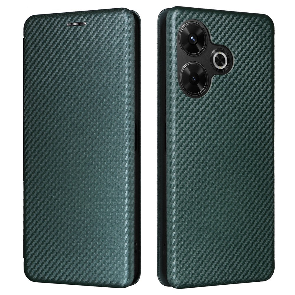 For Xiaomi Redmi 13 5G / 13 4G / Note 13R 5G Phone Case Carbon Fiber Texture Leather Stand Cover