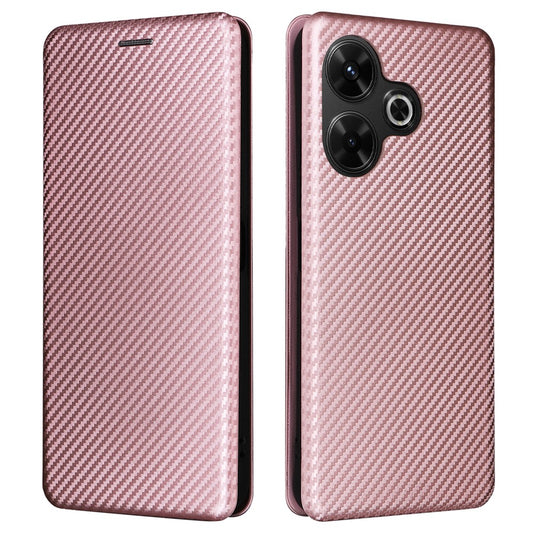 For Xiaomi Redmi 13 5G / 13 4G / Note 13R 5G Phone Case Carbon Fiber Texture Leather Stand Cover
