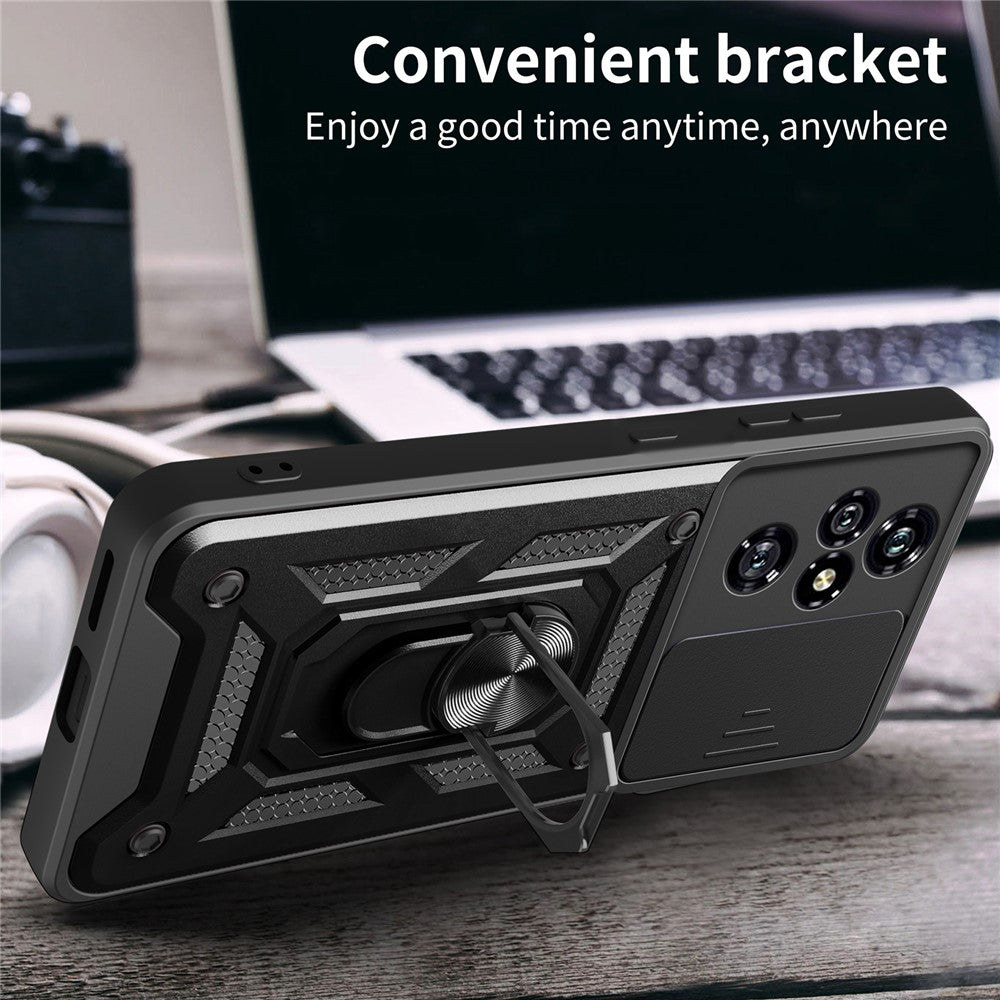 For Honor 200 Pro 5G Kickstand Case PC+TPU Phone Shell with Slide Camera Lid