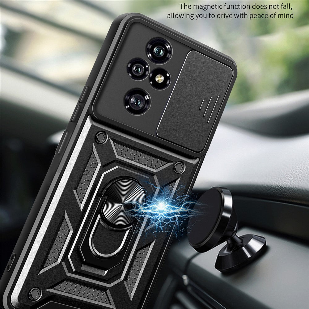 For Honor 200 Pro 5G Kickstand Case PC+TPU Phone Shell with Slide Camera Lid