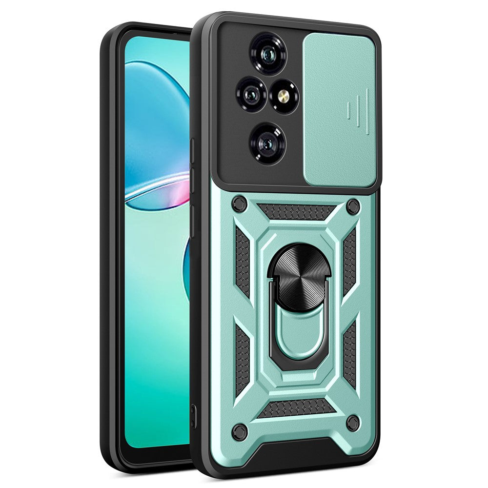 For Honor 200 Pro 5G Kickstand Case PC+TPU Phone Shell with Slide Camera Lid