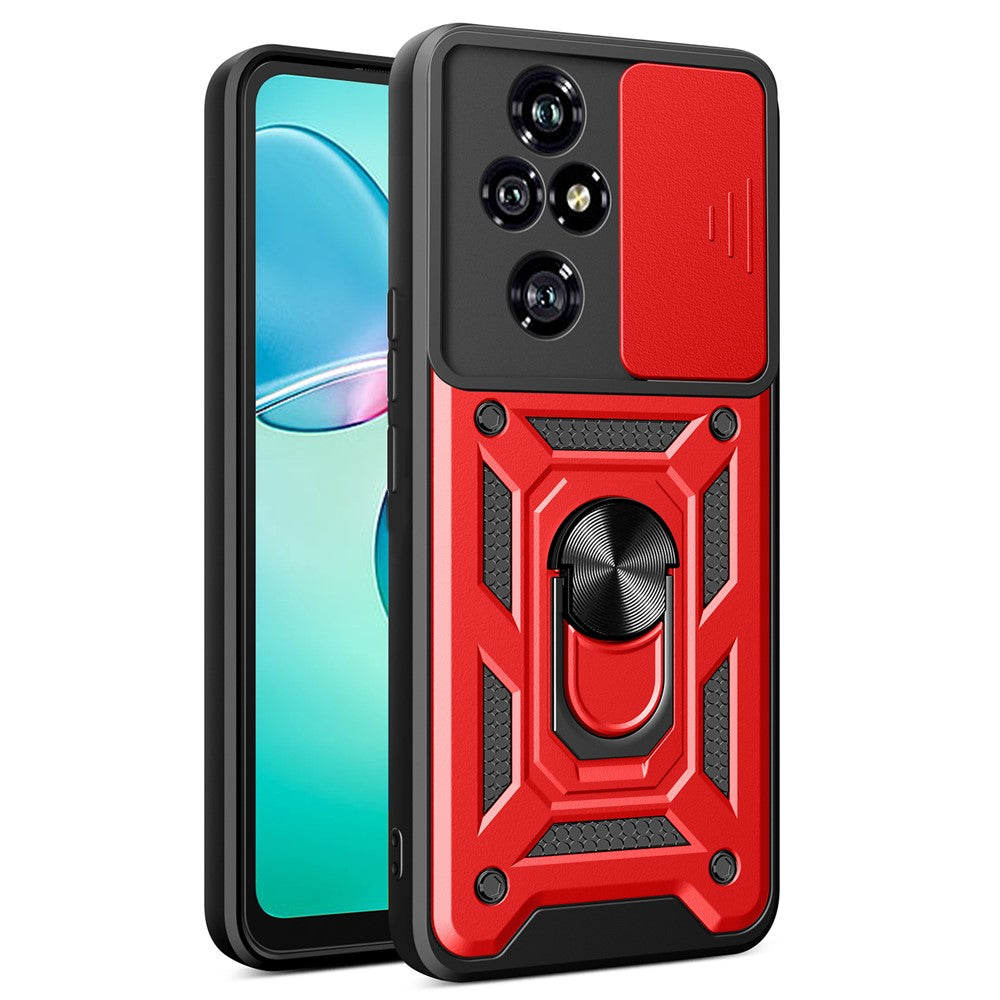For Honor 200 Pro 5G Kickstand Case PC+TPU Phone Shell with Slide Camera Lid
