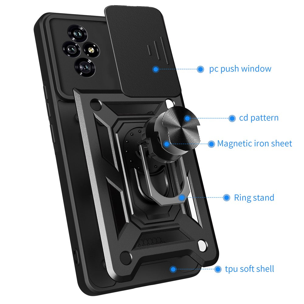 For Honor 200 5G Case Kickstand PC+TPU Phone Cover with Slide Camera Lid