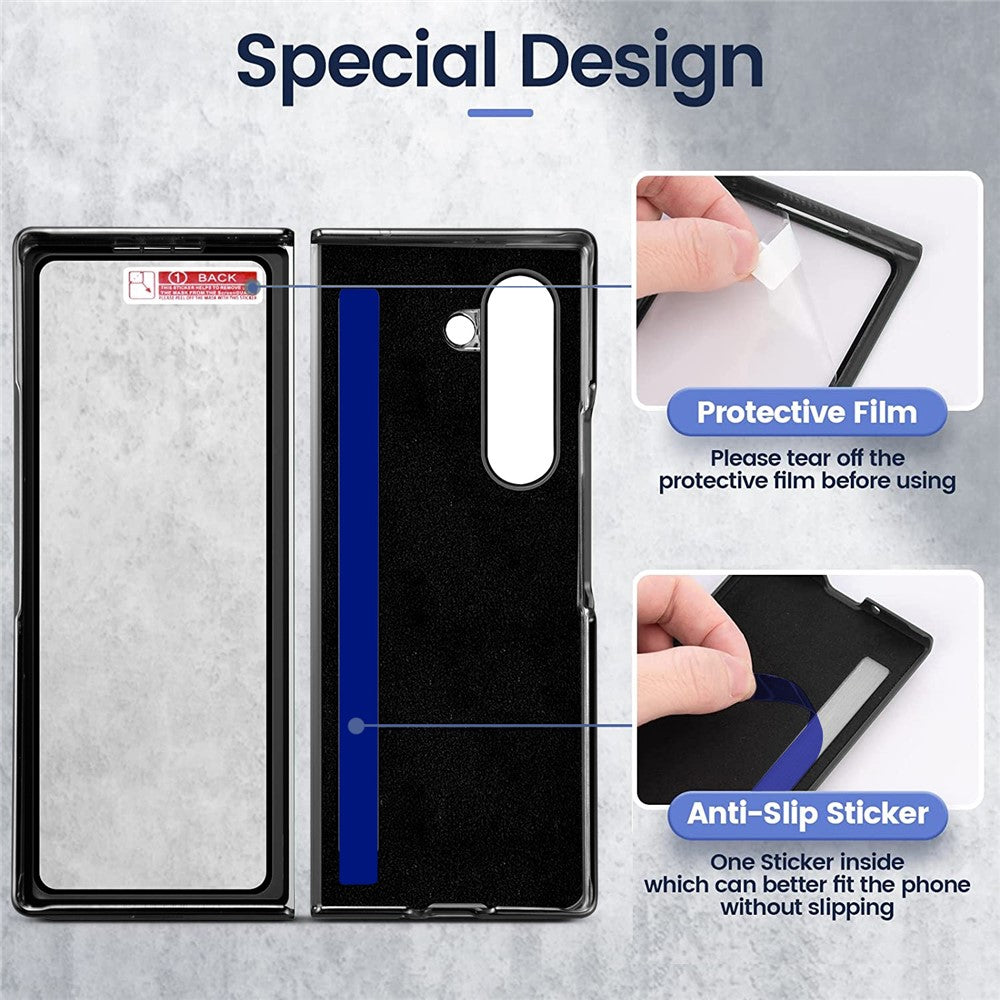 For Samsung Galaxy Z Fold6 5G Case Rhombus Grid Phone Cover with Tempered Glass Film