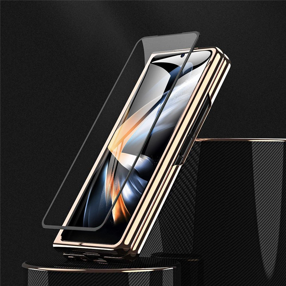For Samsung Galaxy Z Fold6 5G Case Rhombus Grid Phone Cover with Tempered Glass Film
