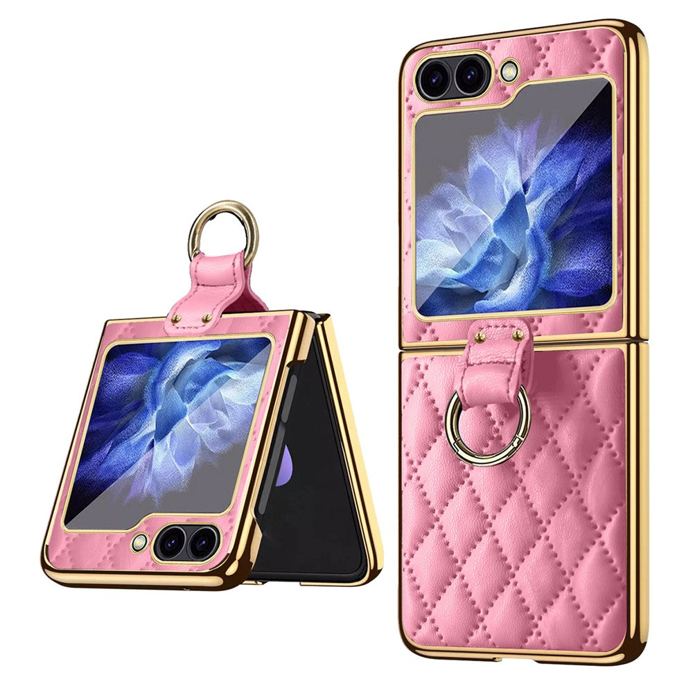 For Samsung Galaxy Z Flip7 FE 5G / Z Flip6 5G Case Rhombus Grid Phone Cover with Tempered Glass Film