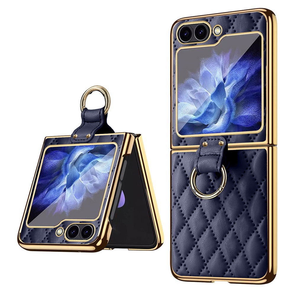 For Samsung Galaxy Z Flip7 FE 5G / Z Flip6 5G Case Rhombus Grid Phone Cover with Tempered Glass Film