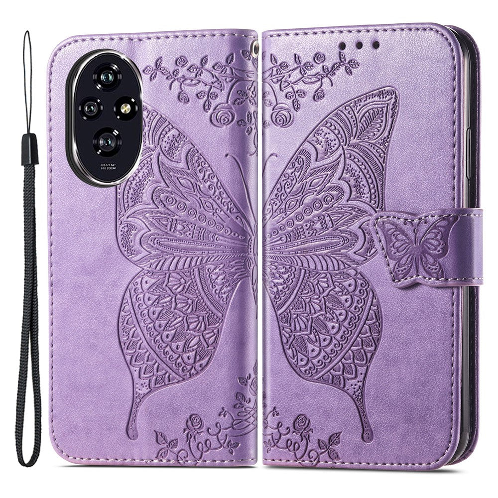 For Honor 200 5G Case Butterfly PU Leather Phone Cover Card Slots Stand Flip