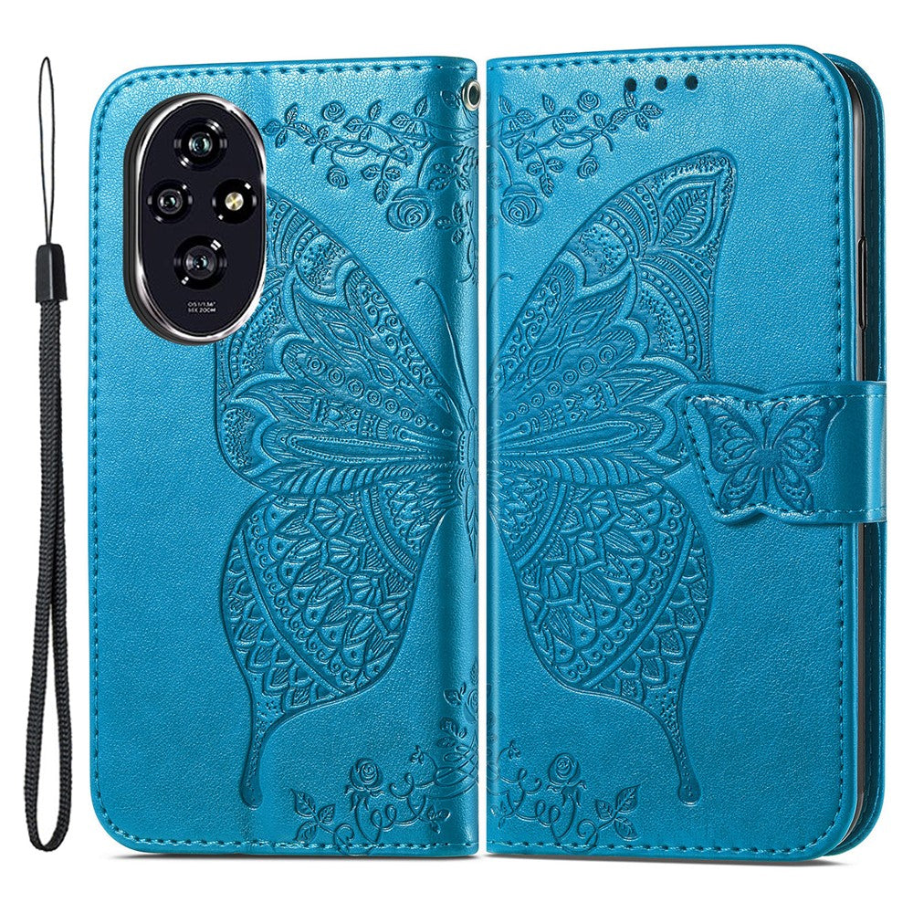 For Honor 200 5G Case Butterfly PU Leather Phone Cover Card Slots Stand Flip
