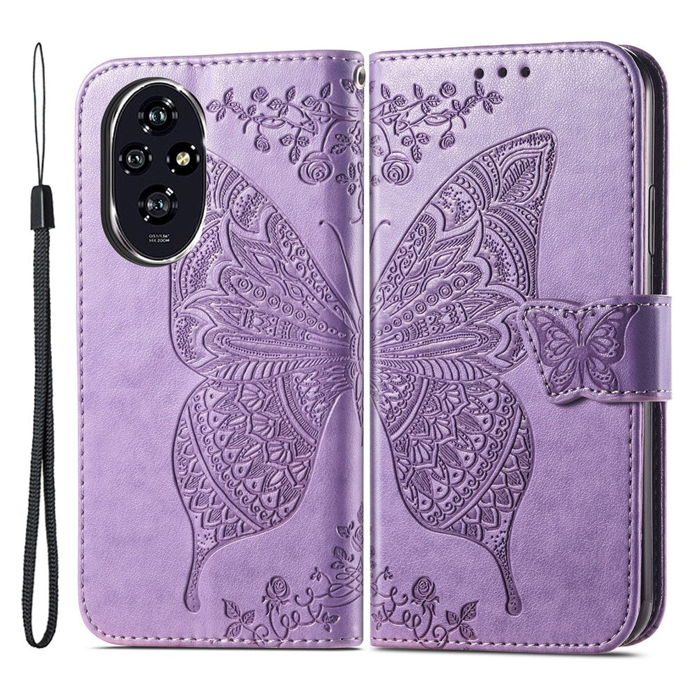 For Honor 200 Pro 5G Case Wallet PU Leather Phone Cover Imprinted Butterfly Flower