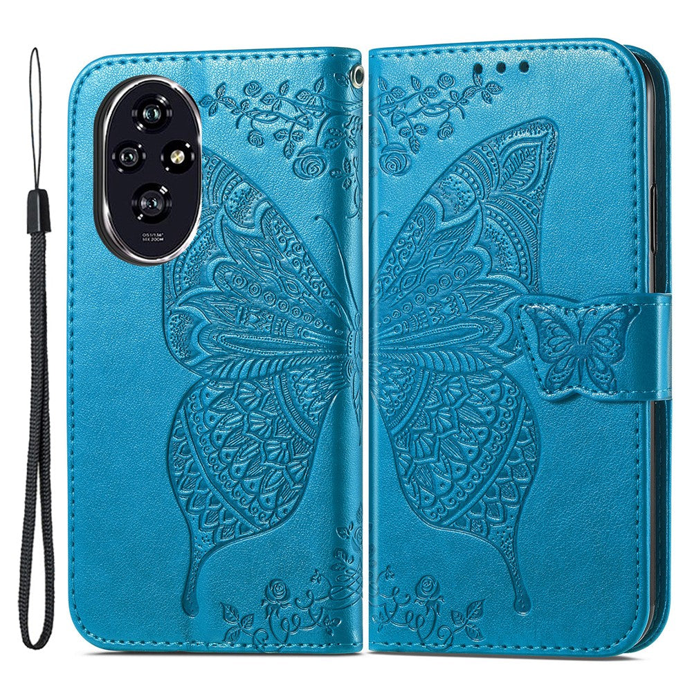 For Honor 200 Pro 5G Case Wallet PU Leather Phone Cover Imprinted Butterfly Flower