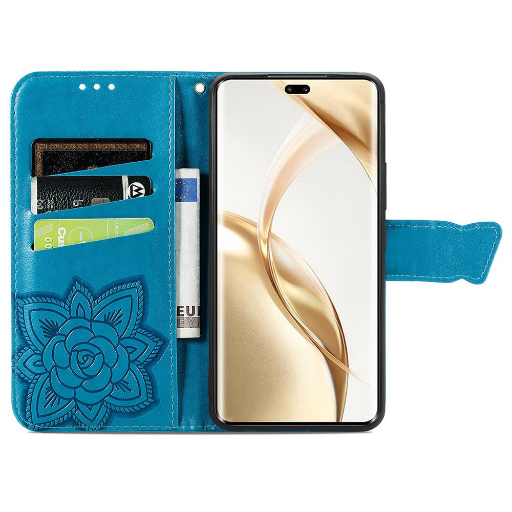 For Honor 200 Pro 5G Case Wallet PU Leather Phone Cover Imprinted Butterfly Flower