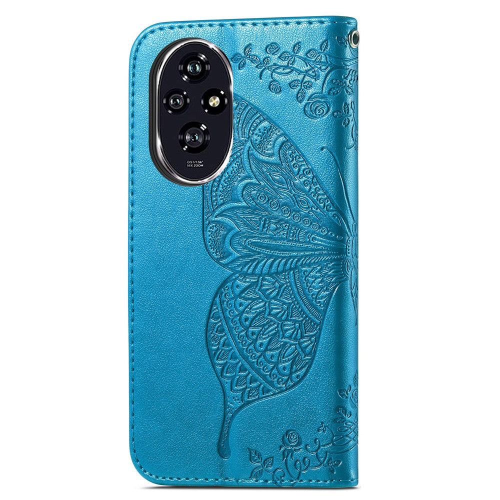 For Honor 200 Pro 5G Case Wallet PU Leather Phone Cover Imprinted Butterfly Flower