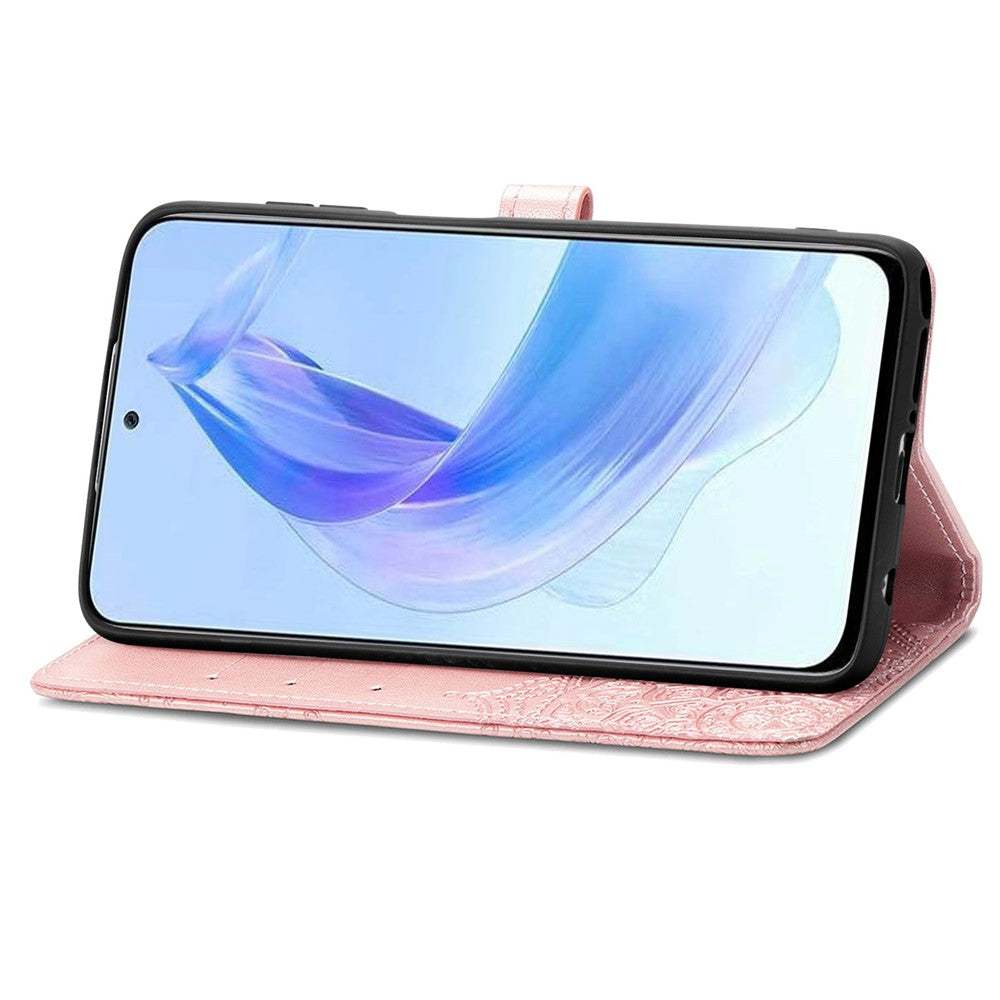 Honor 90 Lite 5G Wallet-Handyhülle – Aus geprägtem Mandala-Leder, mit Magnetverschluss & Klappverschluss