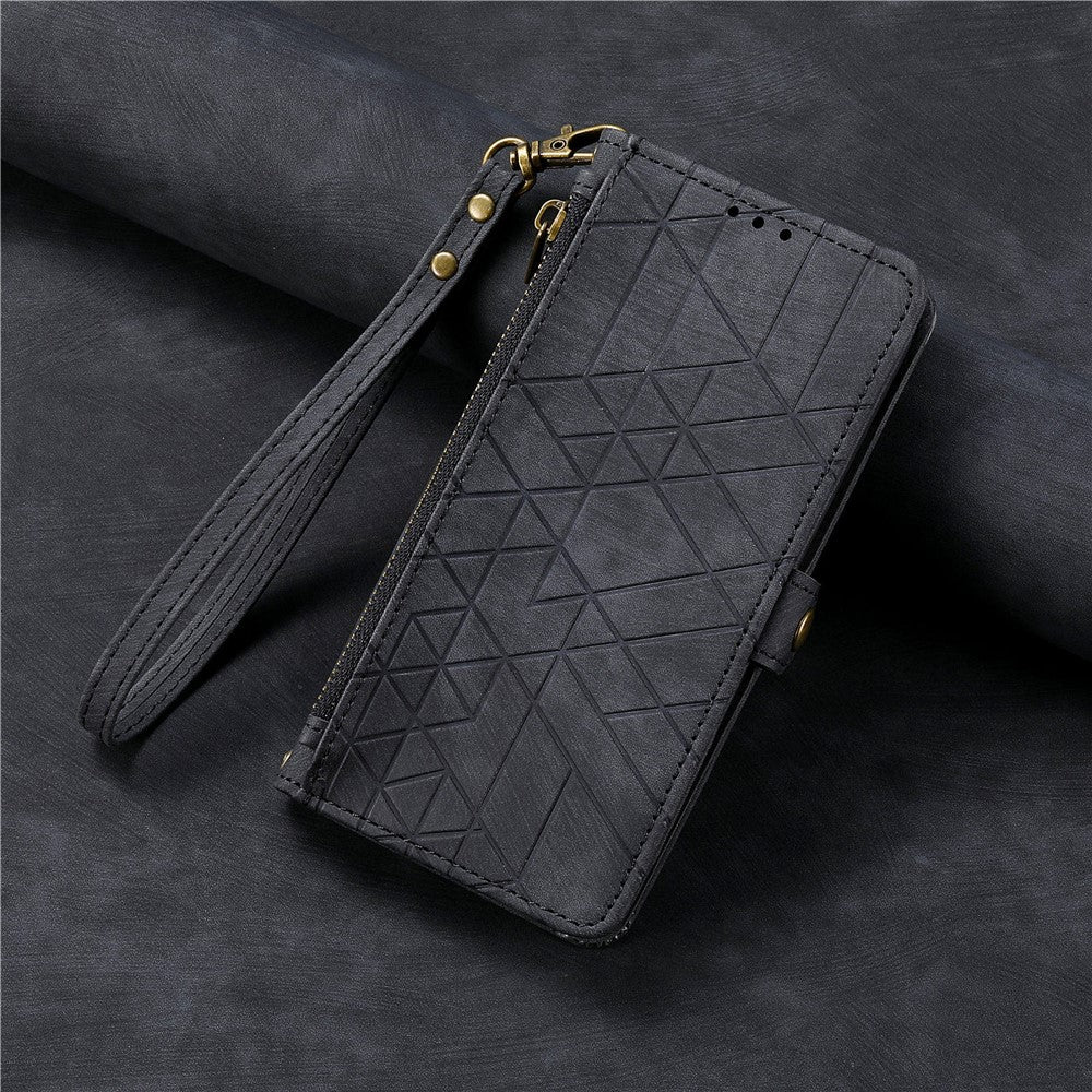 Nothing Phone (2a) Plus / Phone (2a) Wallet-Handyhülle – Aus Leder & geometrischen Linien, mit Tragegurt