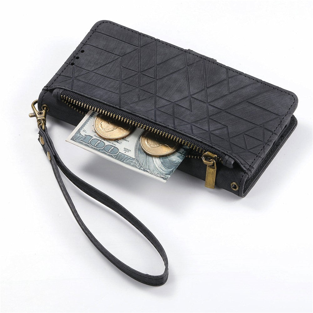 Nothing Phone (2a) Plus / Phone (2a) Wallet-Handyhülle – Aus Leder & geometrischen Linien, mit Tragegurt