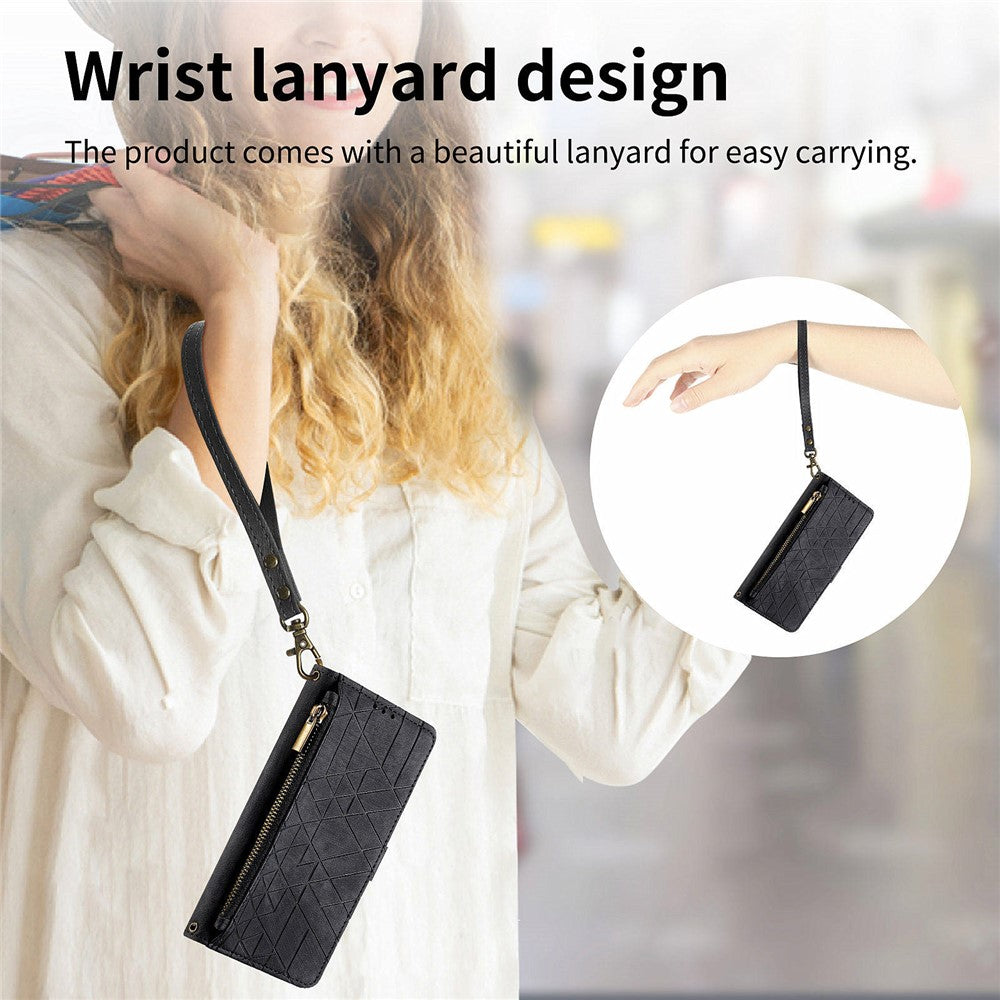 Nothing Phone (2a) Plus / Phone (2a) Wallet-Handyhülle – Aus Leder & geometrischen Linien, mit Tragegurt
