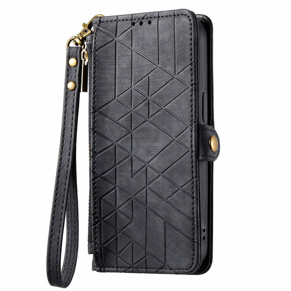 Nothing Phone (2a) Plus / Phone (2a) Wallet-Handyhülle – Aus Leder & geometrischen Linien, mit Tragegurt