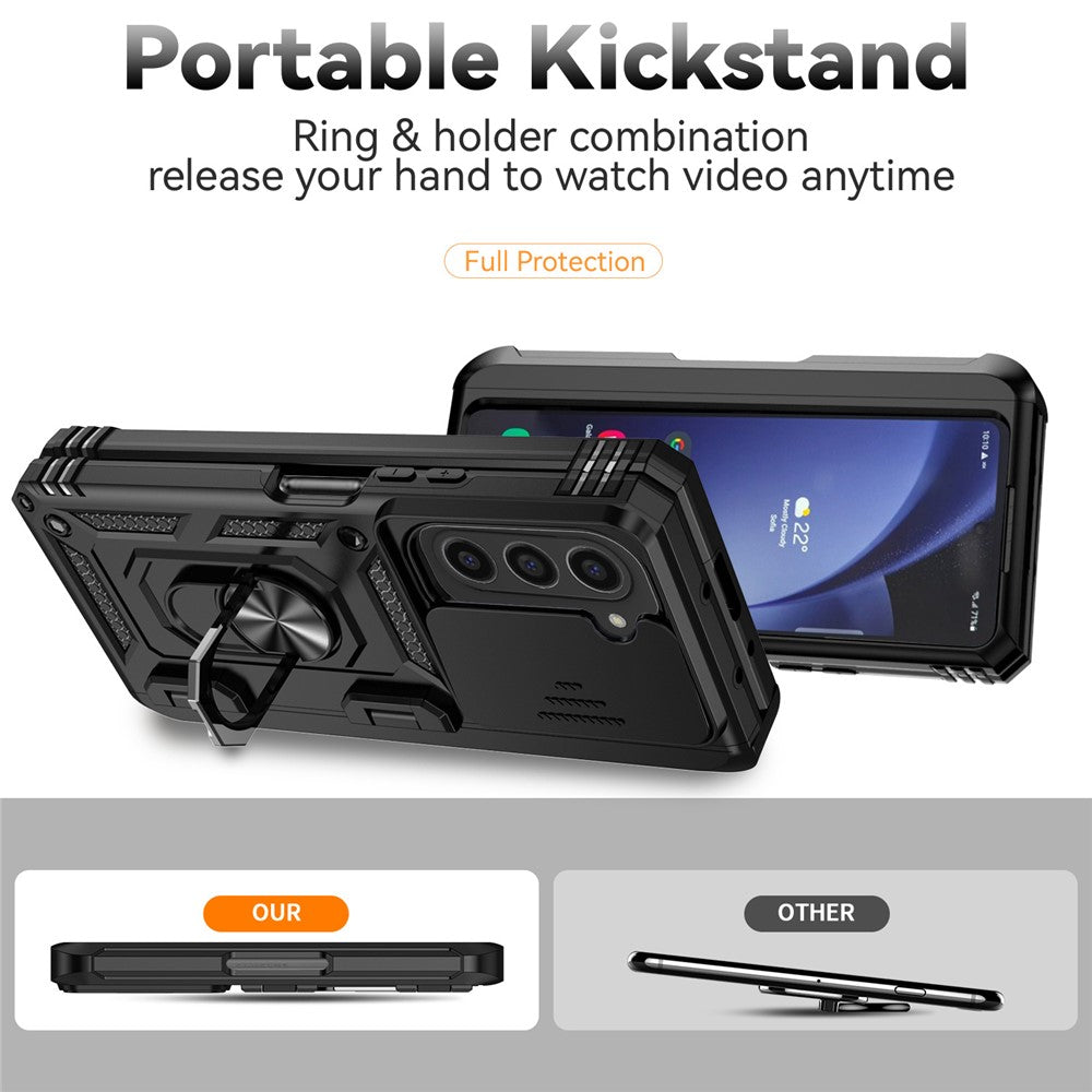 Galaxy Z Fold6 5G Stoßfeste Schutzhülle – mit Kameraschutz-Schieber & 360° Ringhalter