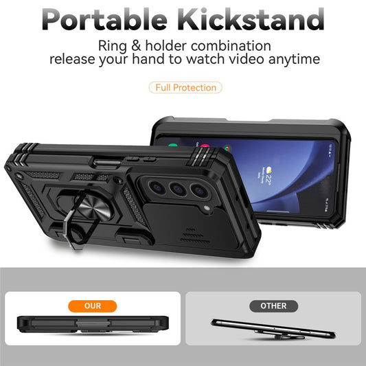Galaxy Z Fold6 5G Stoßfeste Schutzhülle – mit Kameraschutz-Schieber & 360° Ringhalter