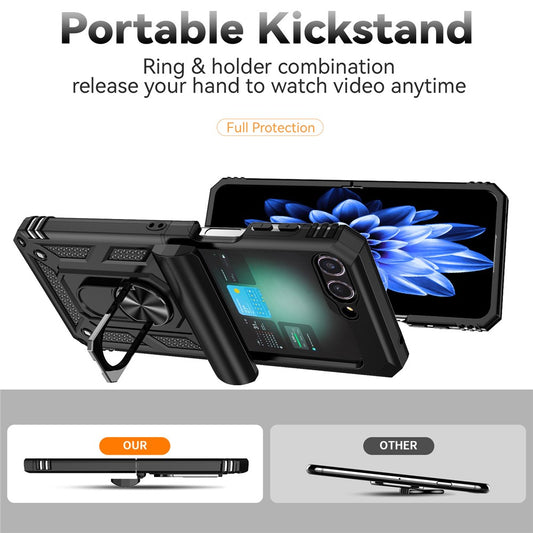 Galaxy Z Flip7 FE 5G / Z Flip6 5G Stoßfeste Schutzhülle – 360° Ringhalter