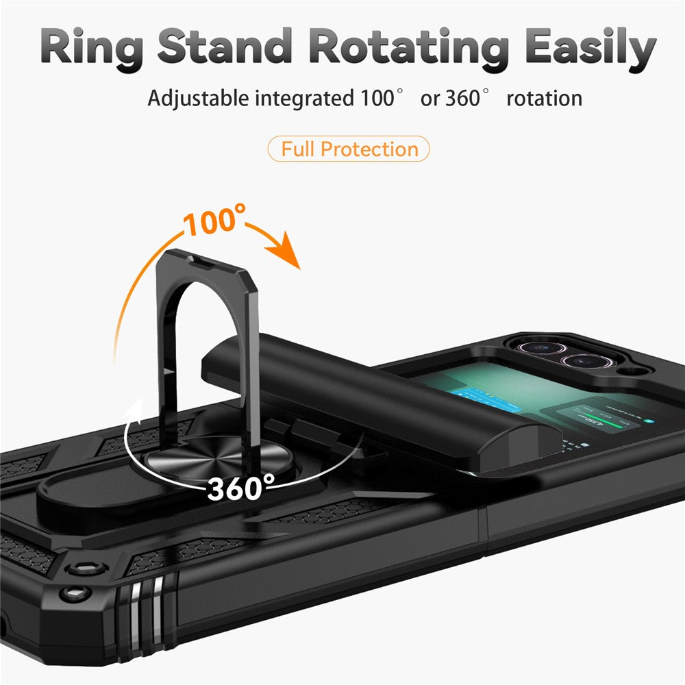 Galaxy Z Flip7 FE 5G / Z Flip6 5G Stoßfeste Schutzhülle – 360° Ringhalter