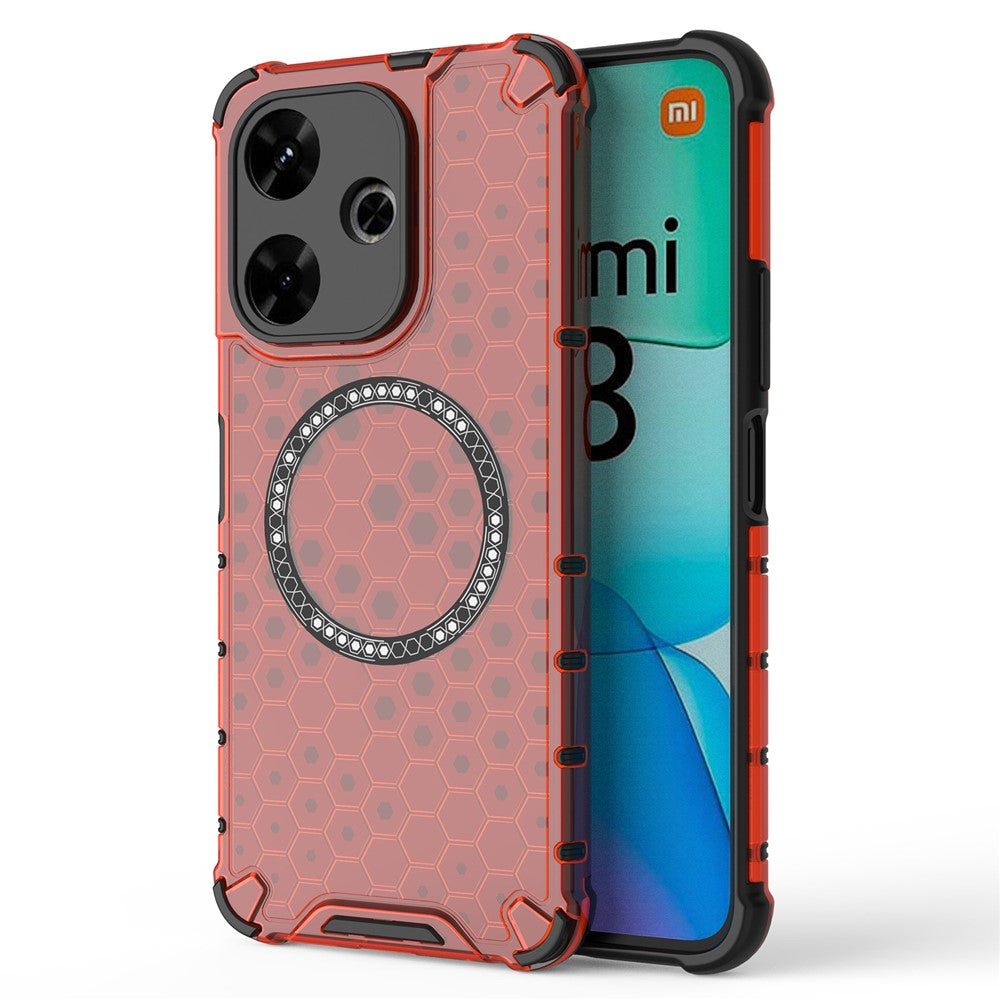 For Xiaomi Redmi 13 5G / 4G Magnetic Case Honeycomb TPU+PC Phone Cover Cushioning Shockproof