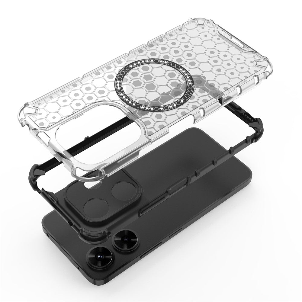 For Xiaomi Redmi 13 5G / 4G Magnetic Case Honeycomb TPU+PC Phone Cover Cushioning Shockproof