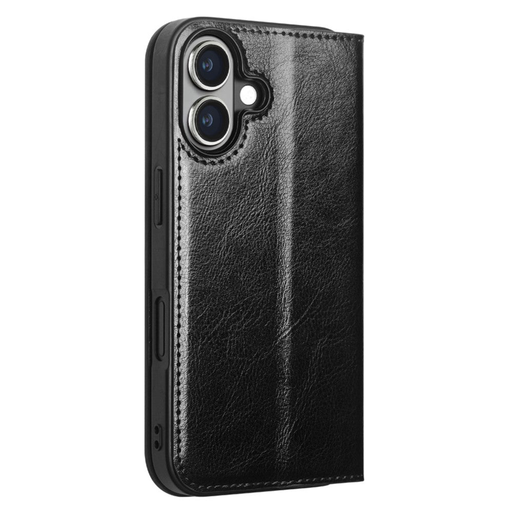 iPhone 16 Plus Echtleder-Handyhülle – Geldbörse & Standfunktion