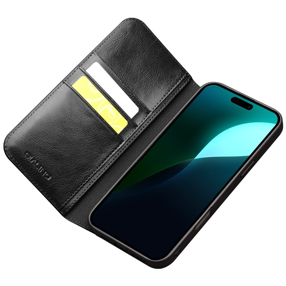 iPhone 16 Echtleder-Handyhülle – Geldbörse & Standfunktion