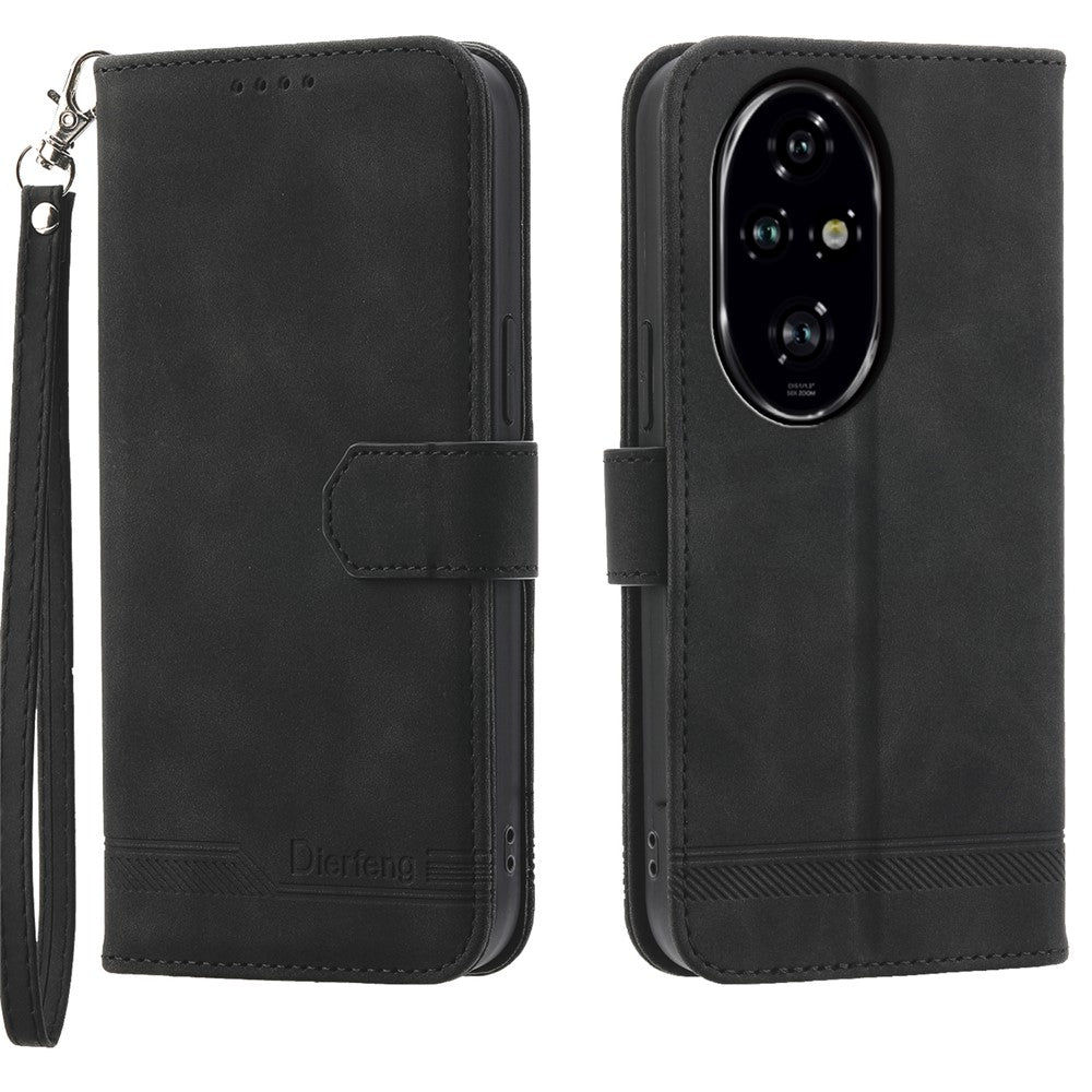 DIERFENG DF-03 For Honor 200 Pro 5G Case Lines Imprinted Leather Wallet Phone Cover