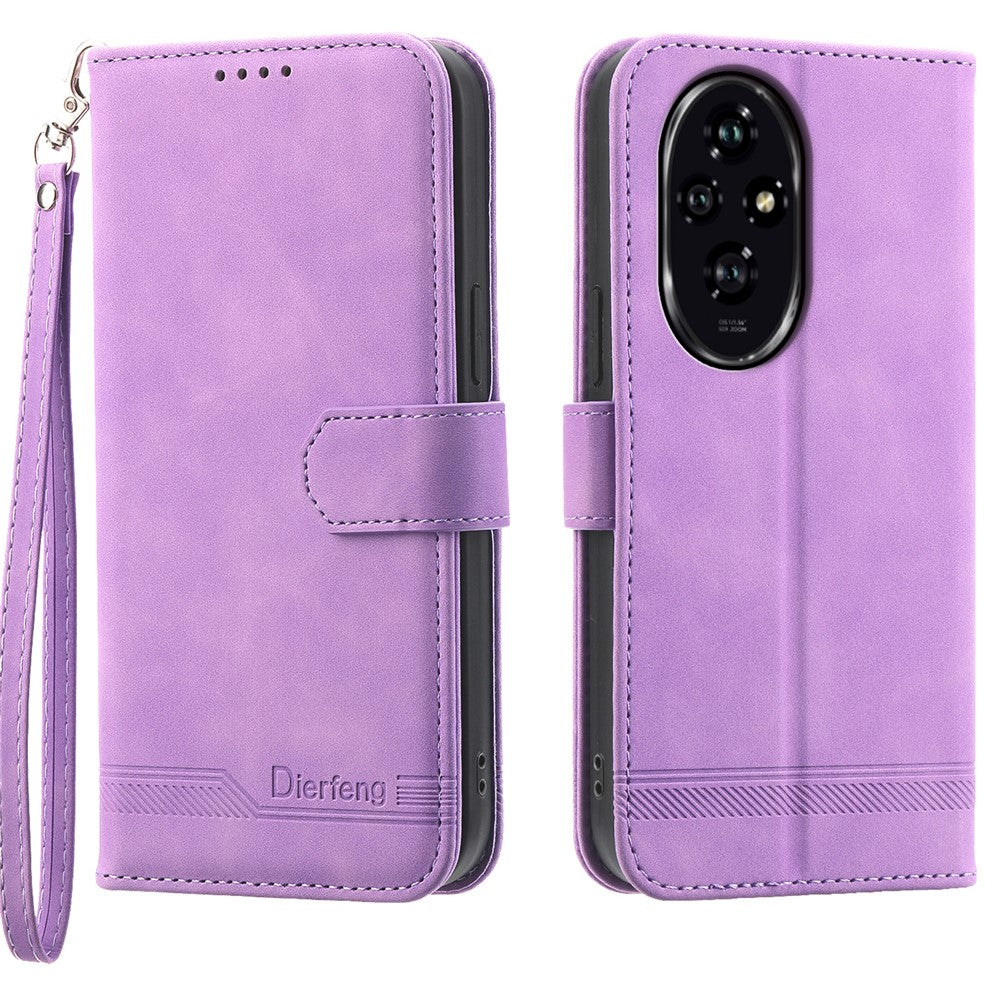DIERFENG DF-03 For Honor 200 5G Wallet Case Lines Imprinted Leather Phone Cover