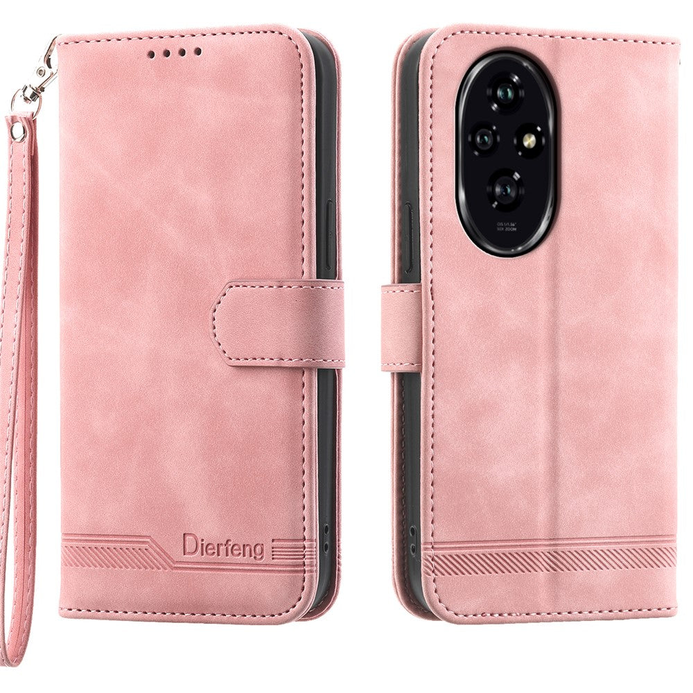 DIERFENG DF-03 For Honor 200 5G Wallet Case Lines Imprinted Leather Phone Cover