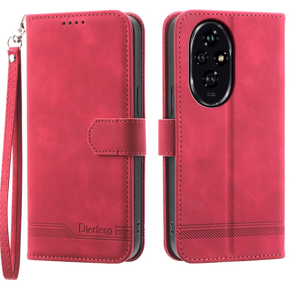 DIERFENG DF-03 For Honor 200 5G Wallet Case Lines Imprinted Leather Phone Cover
