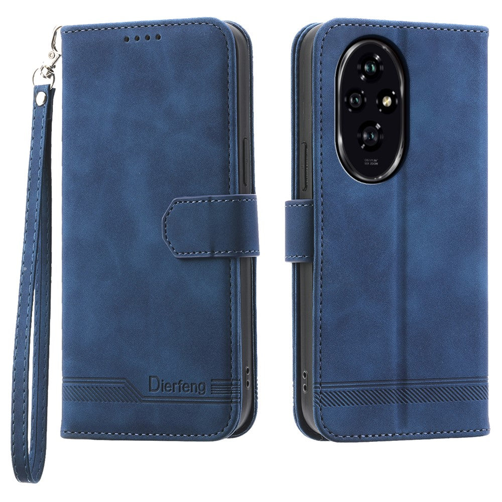 DIERFENG DF-03 For Honor 200 5G Wallet Case Lines Imprinted Leather Phone Cover