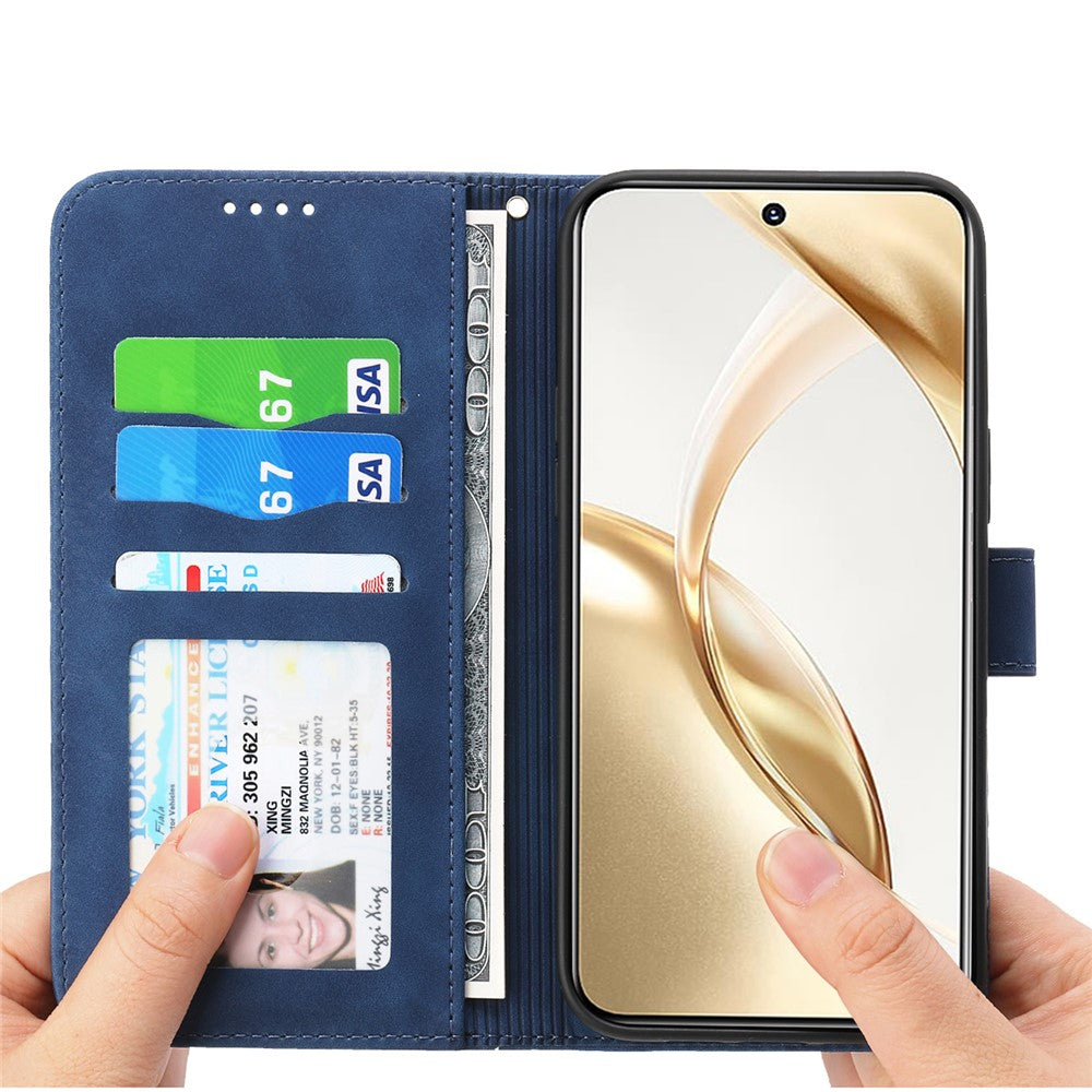 DIERFENG DF-03 For Honor 200 5G Wallet Case Lines Imprinted Leather Phone Cover