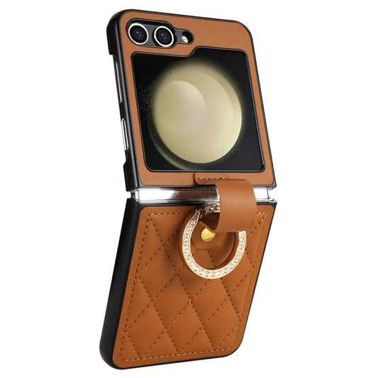 Galaxy Z Flip7 FE 5G / Galaxy Z Flip5 5G / Galaxy Z Flip6 5G – Handyhülle aus Kunststoff und PU-Leder, mit Ständer
