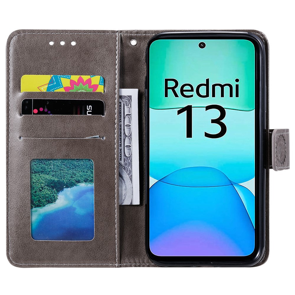 For Xiaomi Redmi 13 5G / 4G Phone Case Imprinted Totem PU Leather Wallet Cover with Stand
