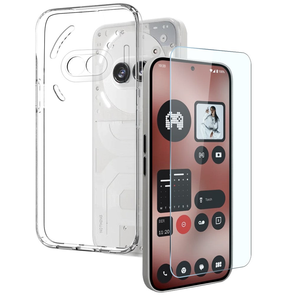 Nothing Phone (2a) Transparente Handyhülle – 2-in-1-Design: Vergilbungsfrei, aus weichem TPU,  Displayschutzfolie aus gehärtetem Glas