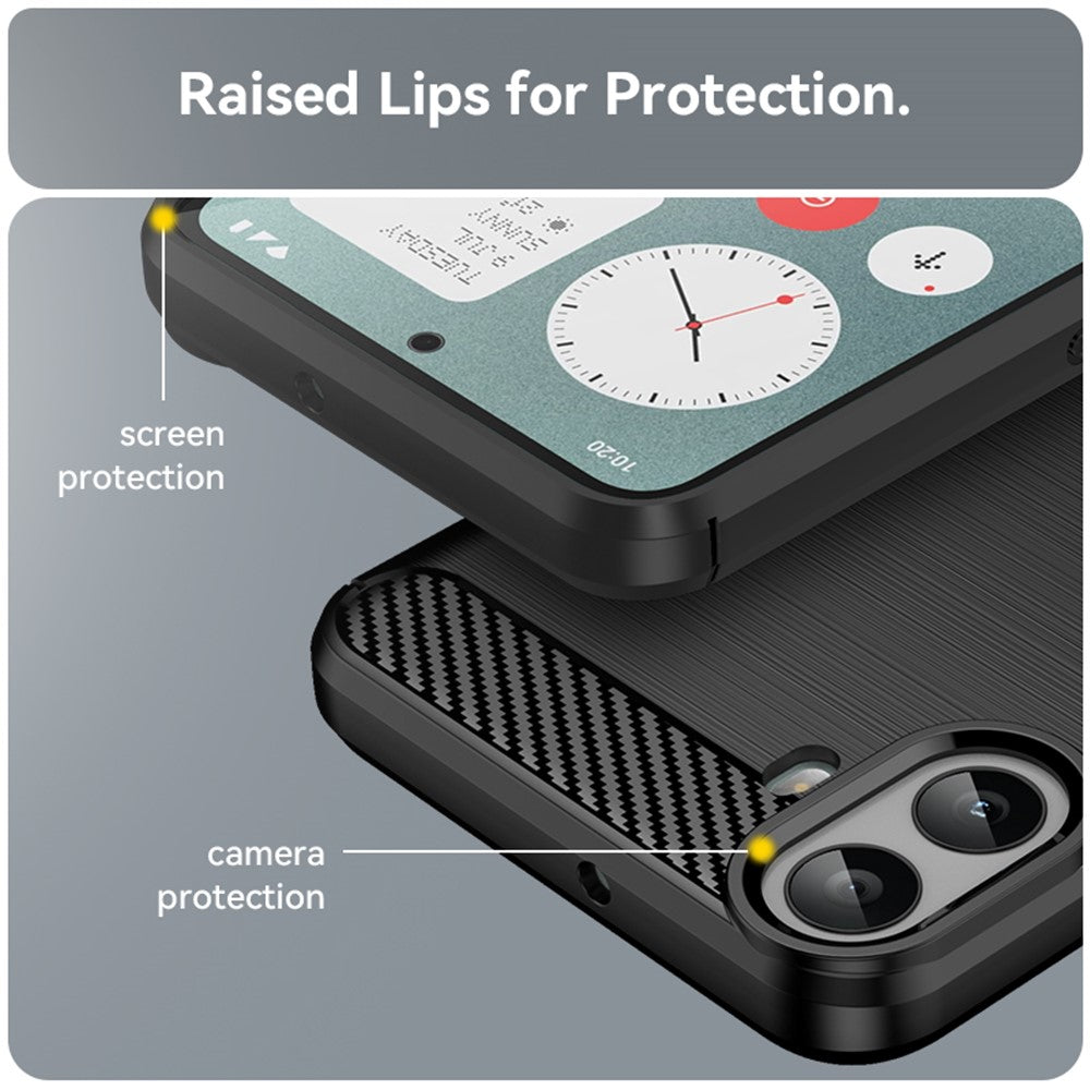 For Nothing CMF Phone 1 Case Carbon Fiber Texture TPU Brushed Phone Cover