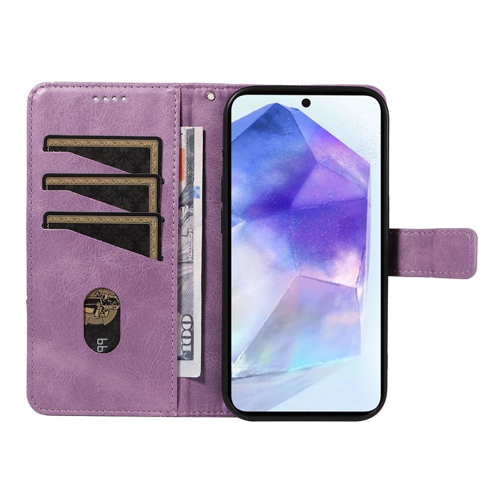 Galaxy A55 5G Leder-Wallet-Hülle – Geometrisches Design