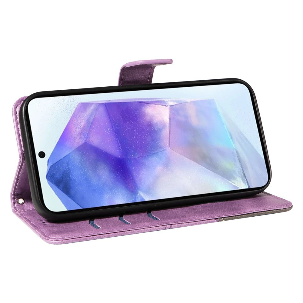 Galaxy A55 5G Leder-Wallet-Hülle – Geometrisches Design