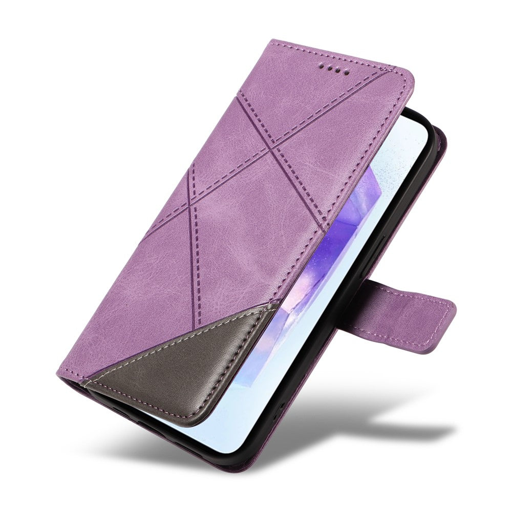 Galaxy A55 5G Leder-Wallet-Hülle – Geometrisches Design