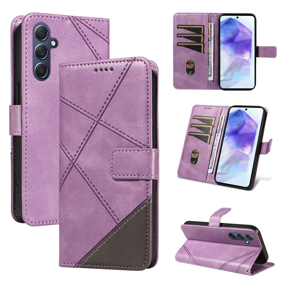 Galaxy A55 5G Leder-Wallet-Hülle – Geometrisches Design