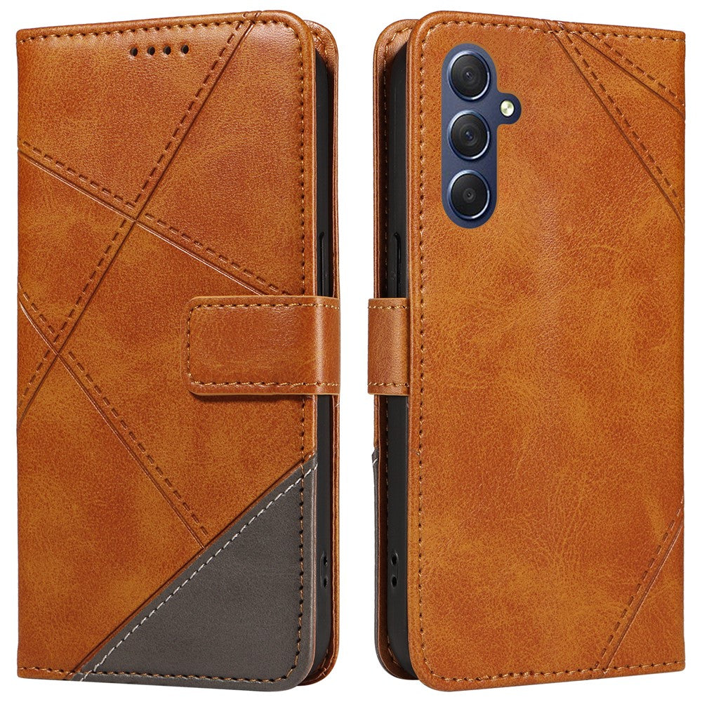 Galaxy A55 5G Leder-Wallet-Hülle – Geometrisches Design